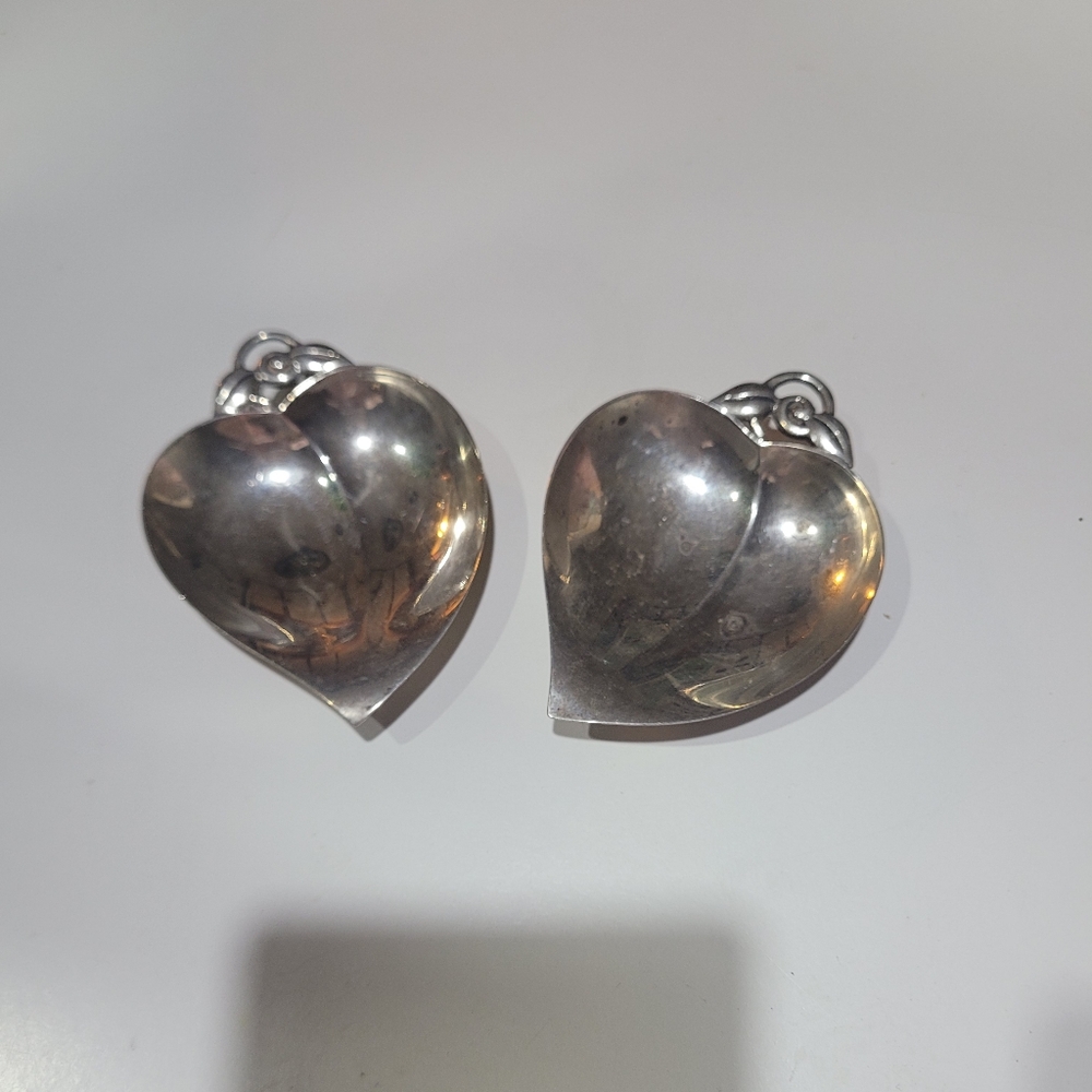 Vintage Authentic Tiffany & Co. Sterling Silver Heart w/Flower Trinket Dish